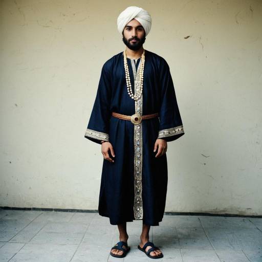 Man in Traditional Turban and Robe