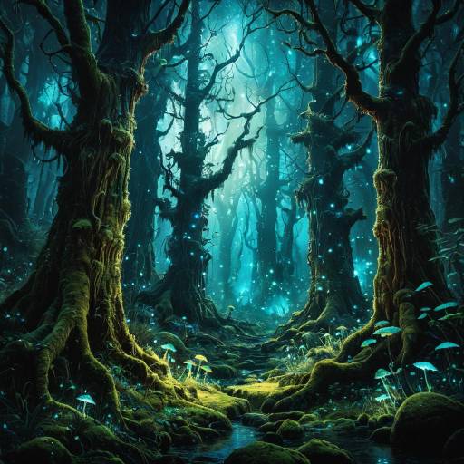 Enchanted Forest with Bioluminescent Moss