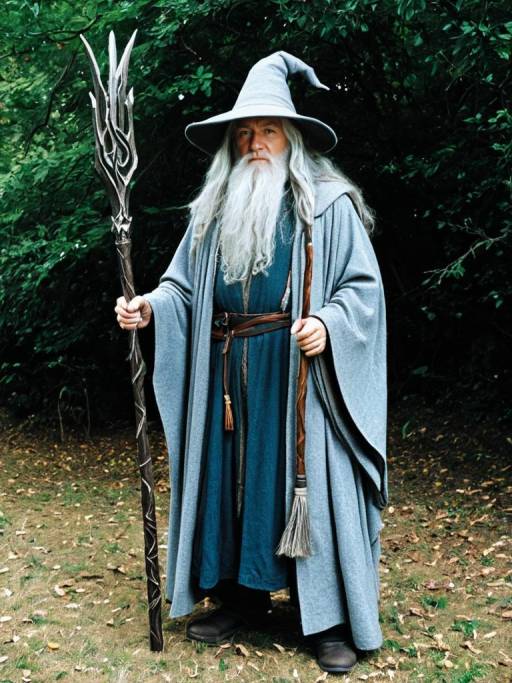 Man in Gandalf Costume Full-Body Cosplay