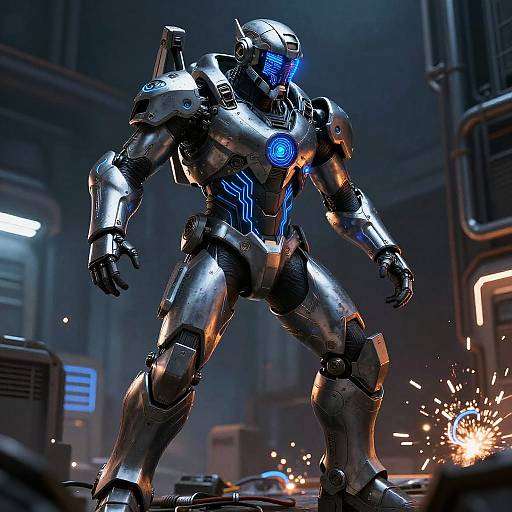 Cybertech Warrior in Futuristic Armor