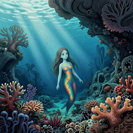 Intricate Underwater Sea Nymph Scene