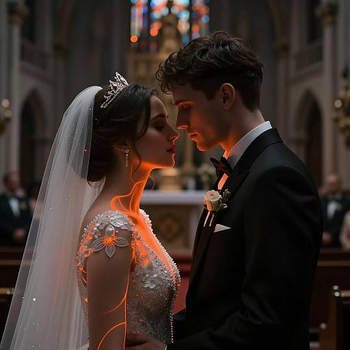 Cinematic Neon Wedding Altar Scene