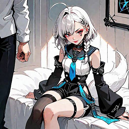 White-Haired Foxgirl Headpat Scene