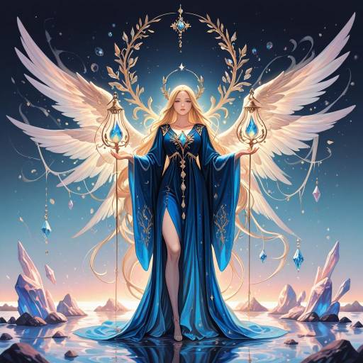 Majestic Figure with Flowing Blue Robes Majestic Figure with Flowing Blue Robes