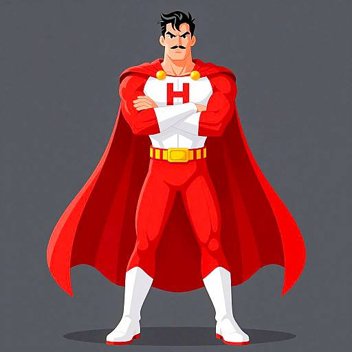 Dynamic Superhero with Bold Costume