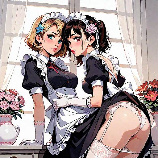 Yuri Maid Scene with Multiple Characters