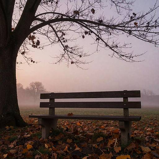 Melancholic Autumn Bench Scene