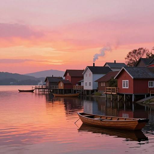 Tranquil Pink and Orange Lakeside