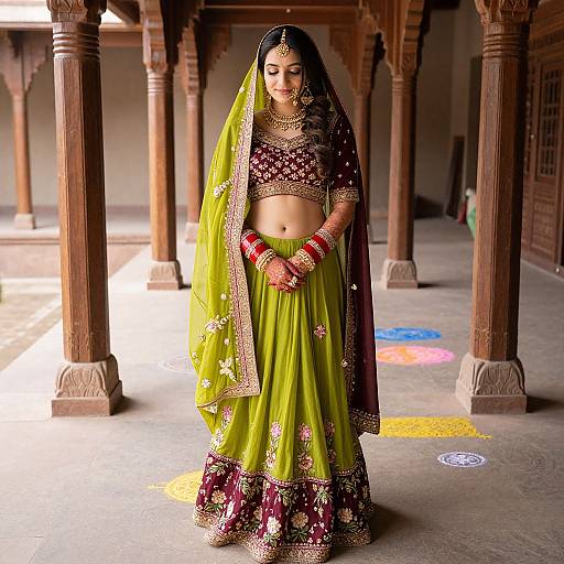 Portrait of Bride in Heritage Courtyard