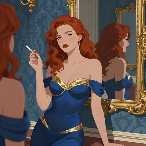 Elegant Redhead in Ornate Reflection