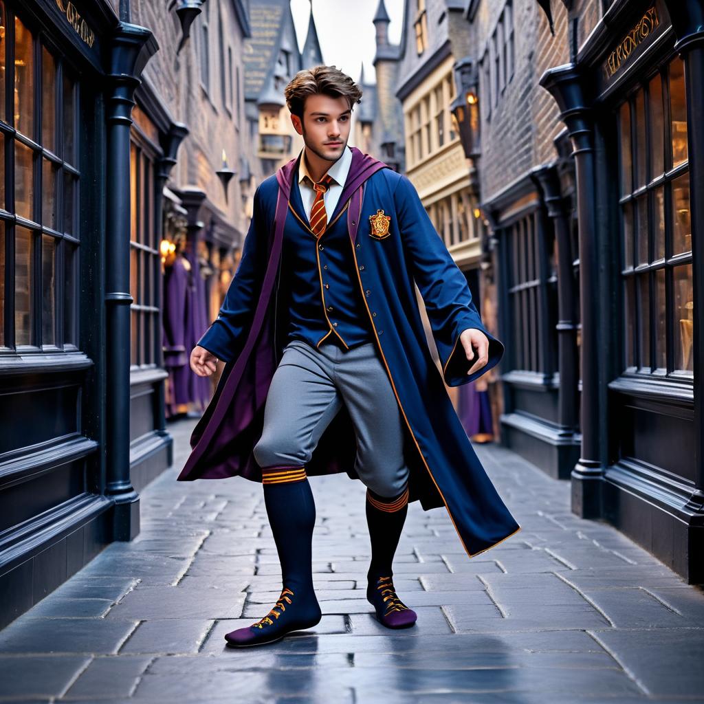 Dynamic Sorcerer Casting Spells in Diagon Alley