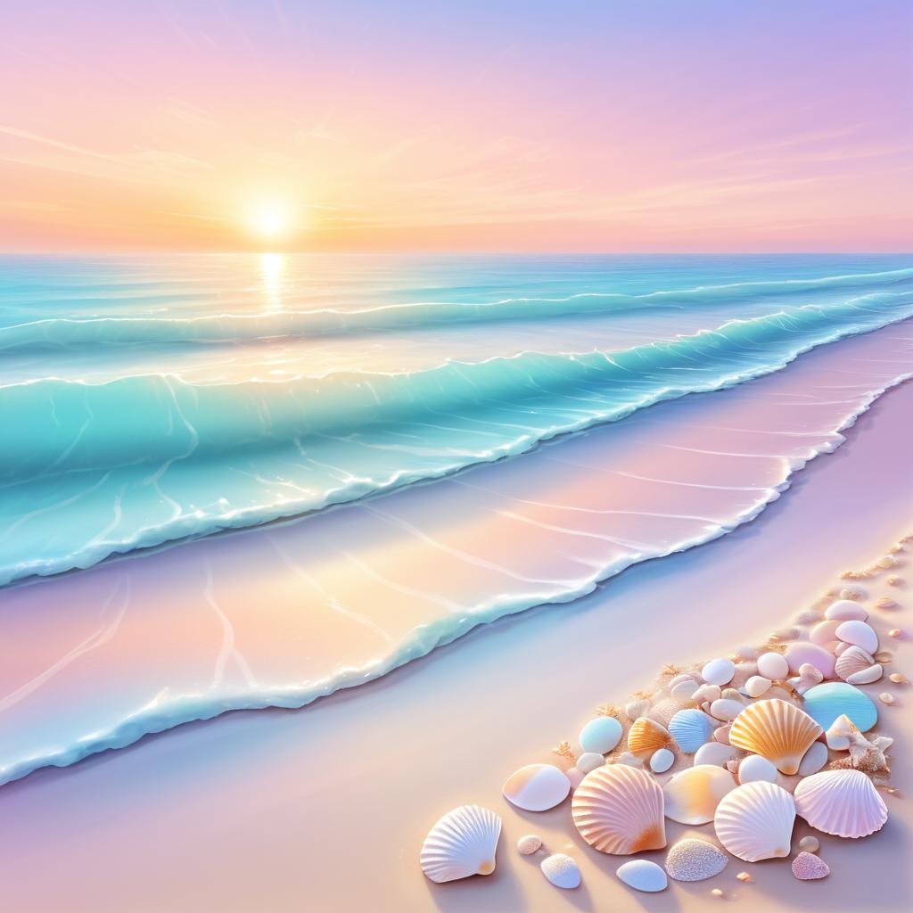 Tranquil Sunset Beach Digital Painting