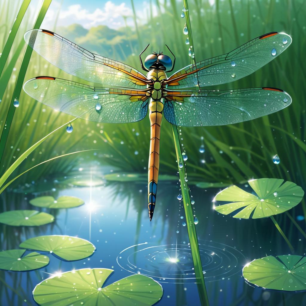 Gentle Dragonfly in Sparkling Wetland