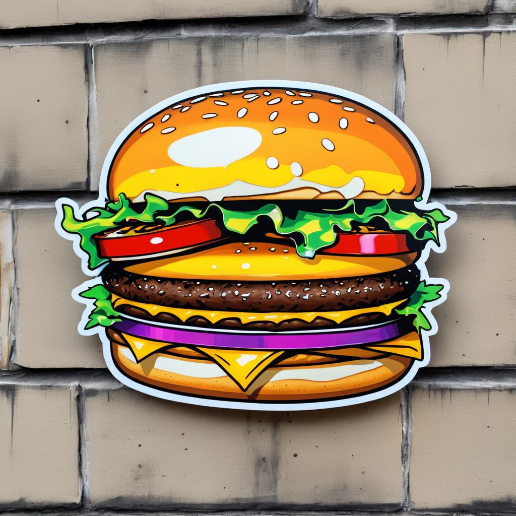 Vibrant Urban Cheeseburger Street Art