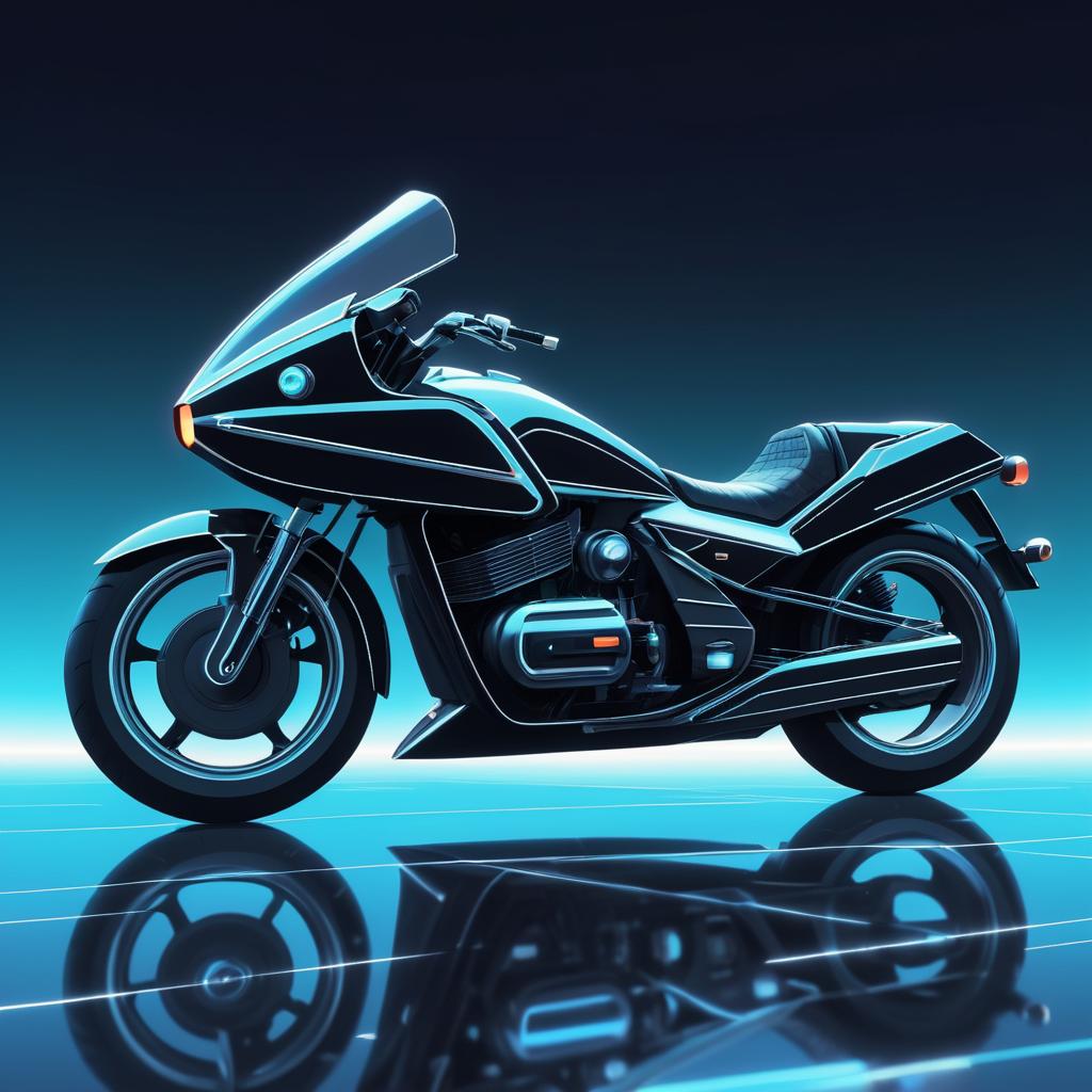 Retro Futuristic Motorcycle in Anime Style