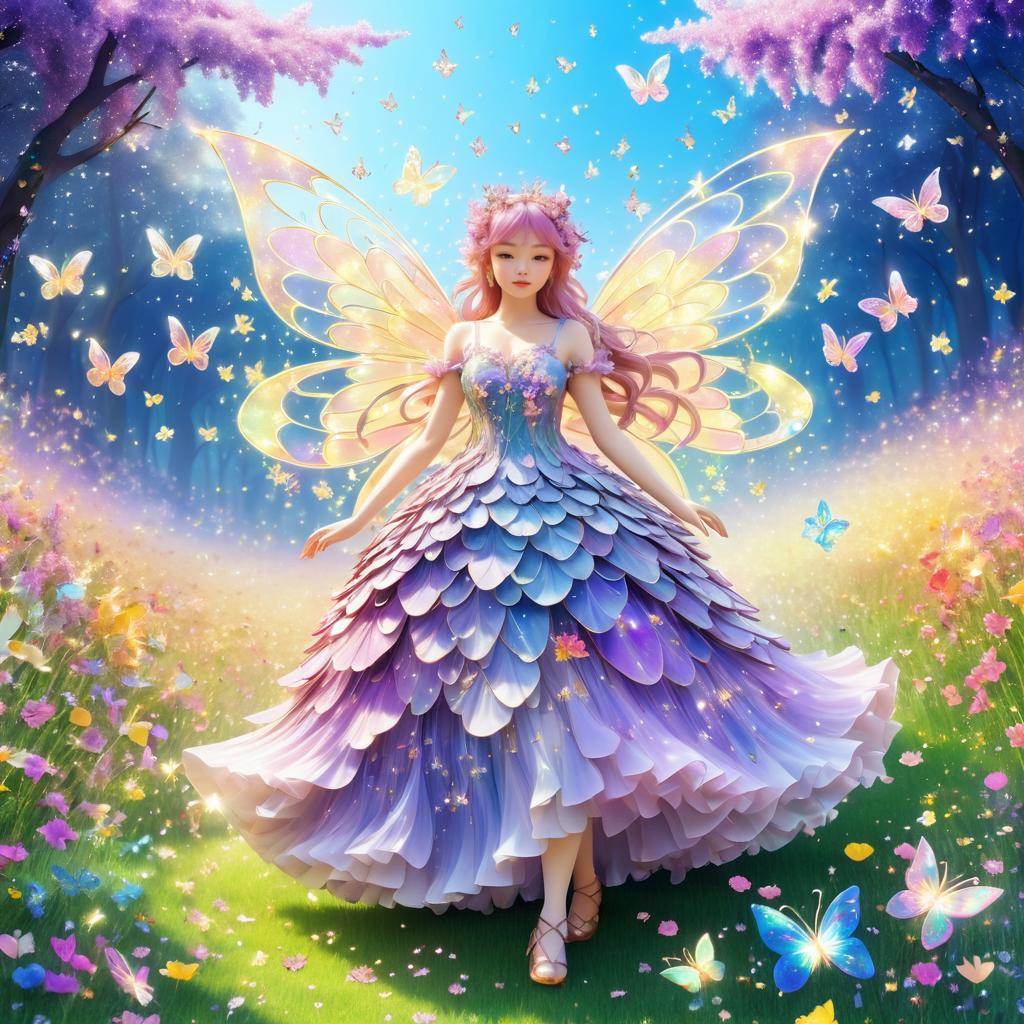 Whimsical Fairy in a Colorful Meadow