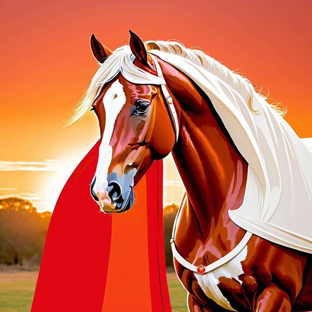 Regal Horse Portrait in Sunset Colors