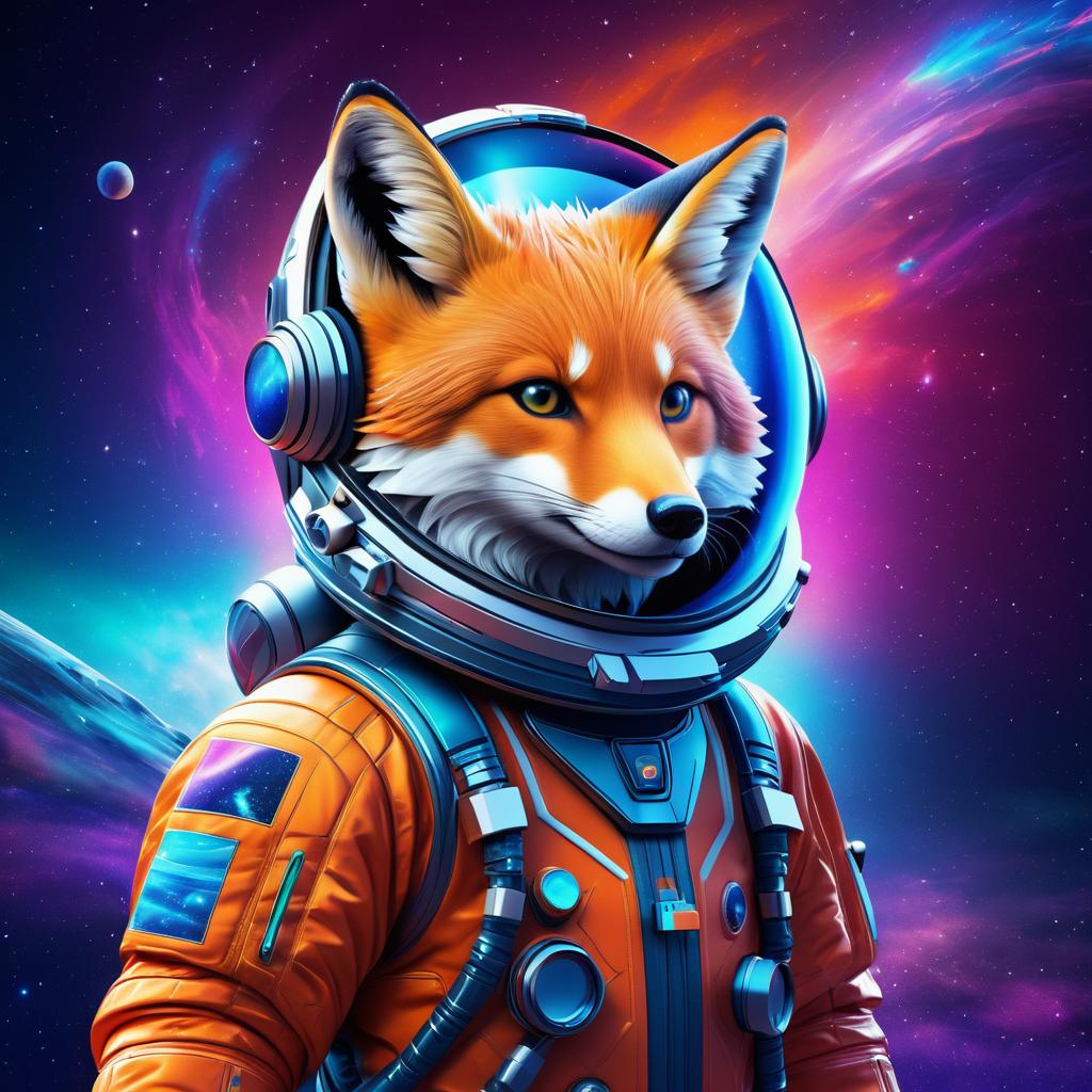 Cosmic Fox in Futuristic Spacesuit