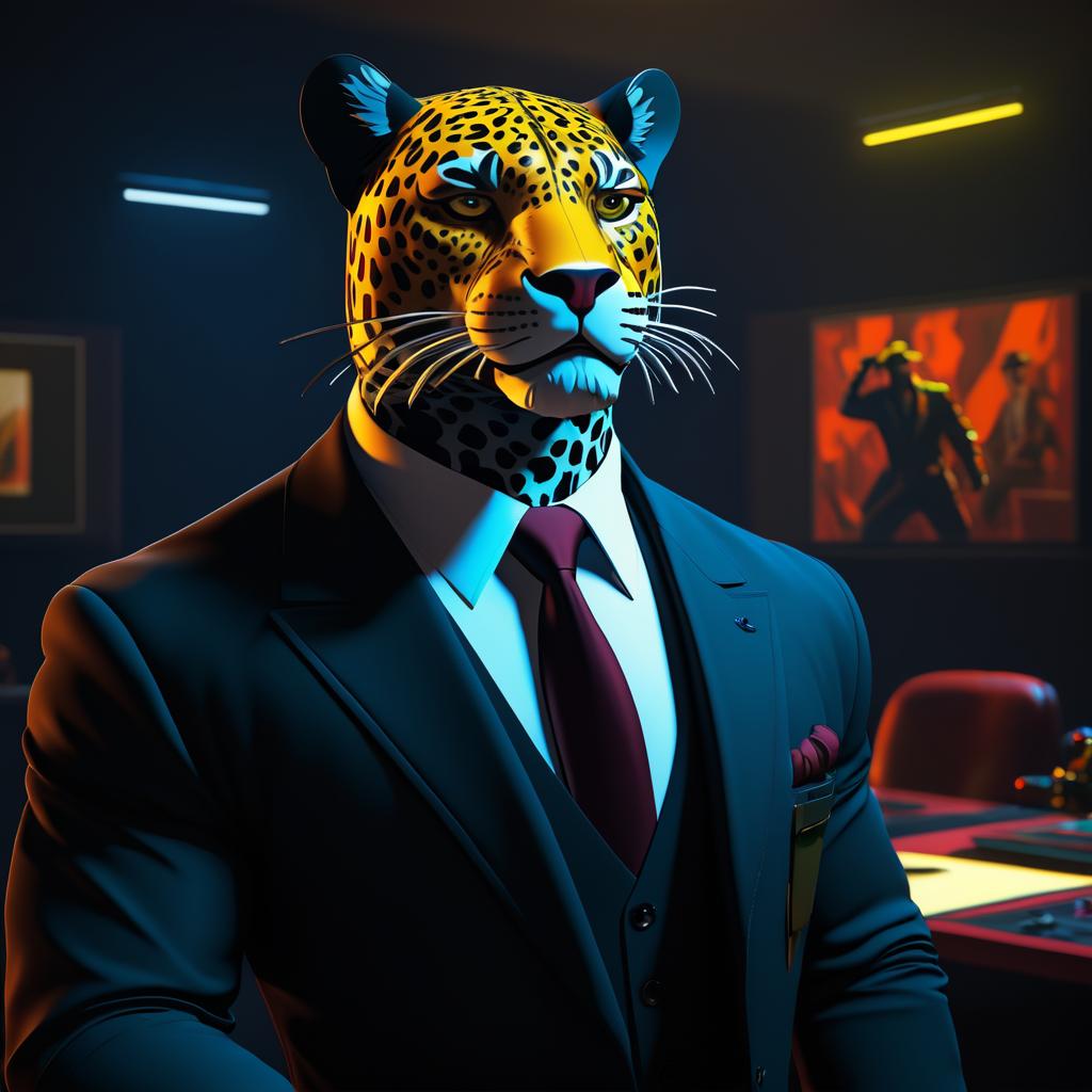 Jaguar Combat Strategist in Expressionist Noir