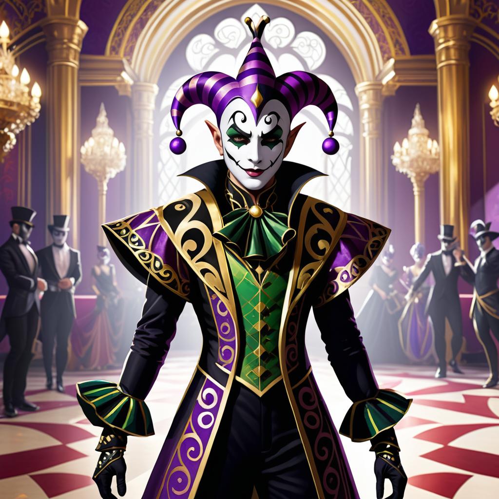 Sinister Jester in Opulent Ballroom