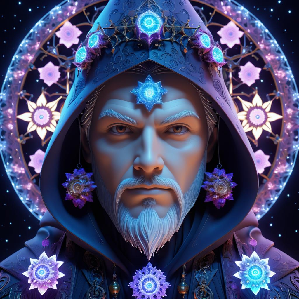 Hyperrealistic Wizard with Fractals and Energy