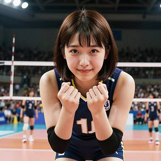 Japanese Female Volleyball Player on Court