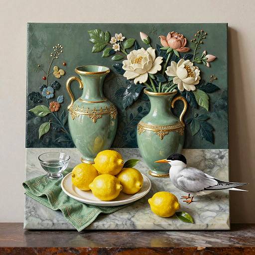 Encaustic Wax Relief Still Life