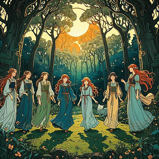 Elemental Spirits in Enchanted Forest