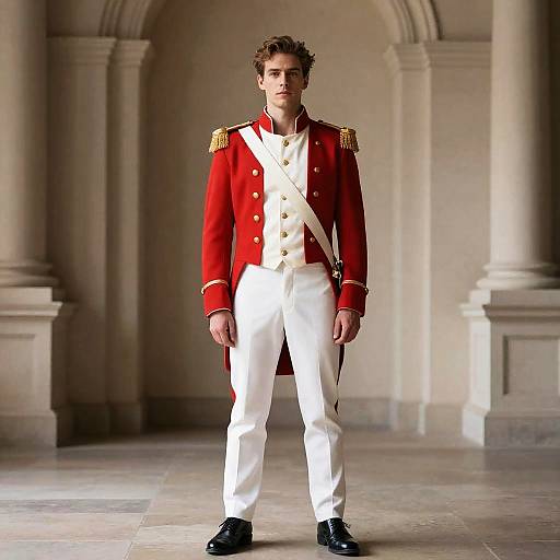 Man in Gaston Costume Uniform