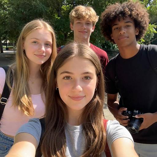 Teenagers Taking a Selfie Outdoors