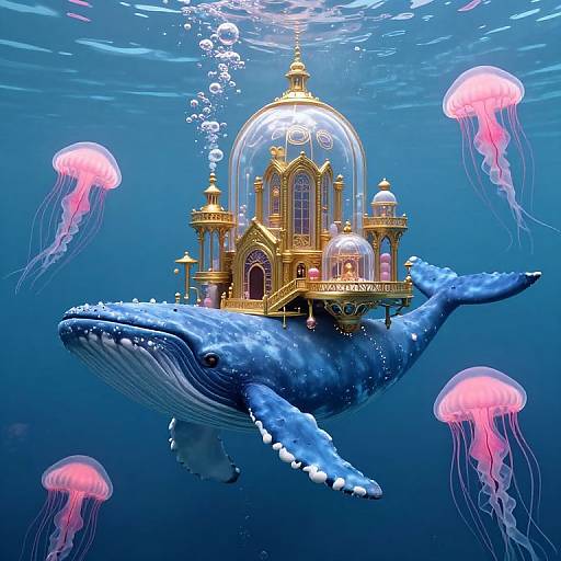 Steampunk Golden Architecture on Whale