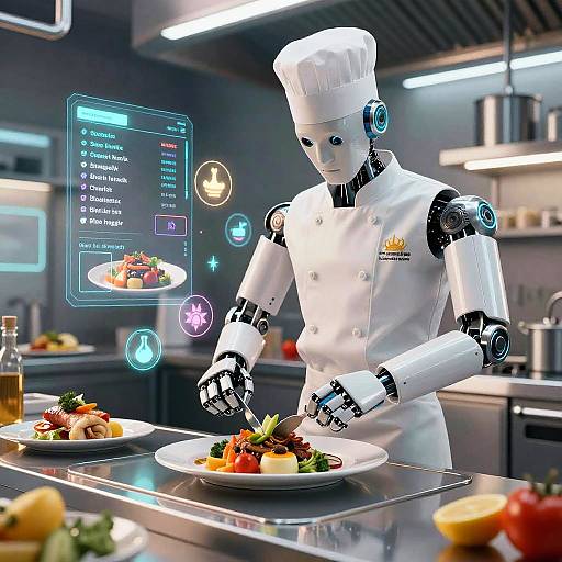 Robotic Chef Crafting Futuristic Cuisine