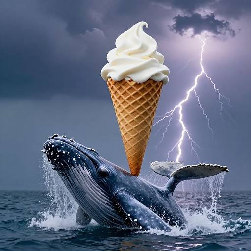 Whale Balancing Waffle Ice Cream