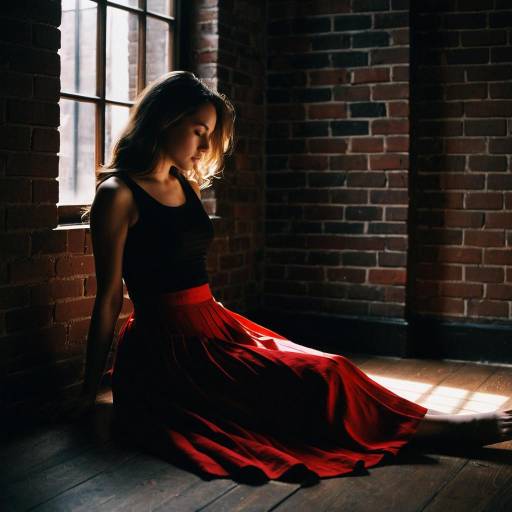 Young Woman Sitting by Window in Dim Room