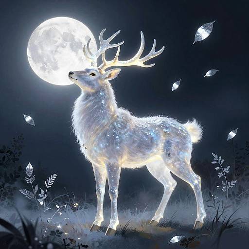 Spectral Moonlight Stag in Misty Glade