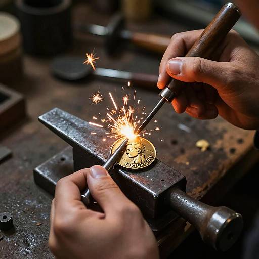 Crafting Custom Medal with Hand Tools