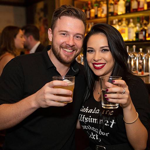 Cheerful Smiling Couple at Bar
