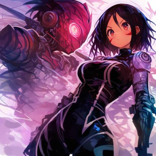 Illustration of Alita, battle angel alita in the style of Kaamin (mariarose753)