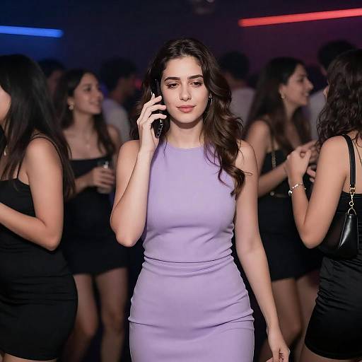 Crowded Nightclub Woman on Phone