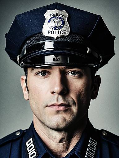 Close-up of Male Police Officer in Uniform