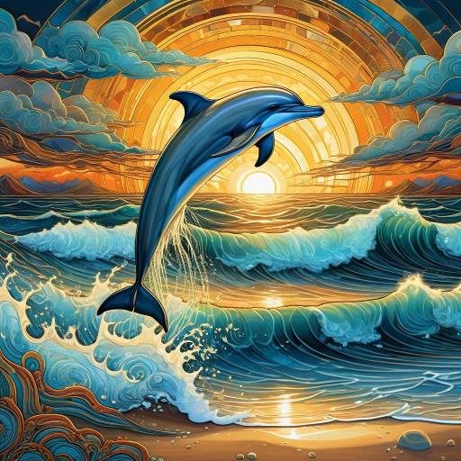 Surreal Dolphin Under a Golden Sunset Surreal Dolphin Under a Golden Sunset