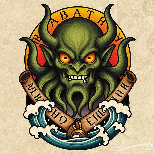 Neo-Traditional Cthulhu Tattoo Design