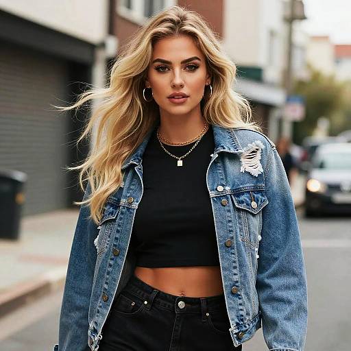 Edgy Urban Blonde in Distressed Denim