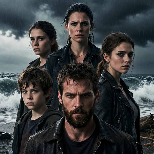 Dramatic Stormy Landscape with Five Characters