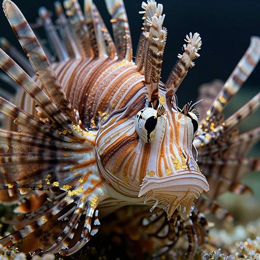 Elegant Lionfish with Gold Fractal Armor