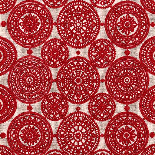 Intricate Red Circular Textile Pattern