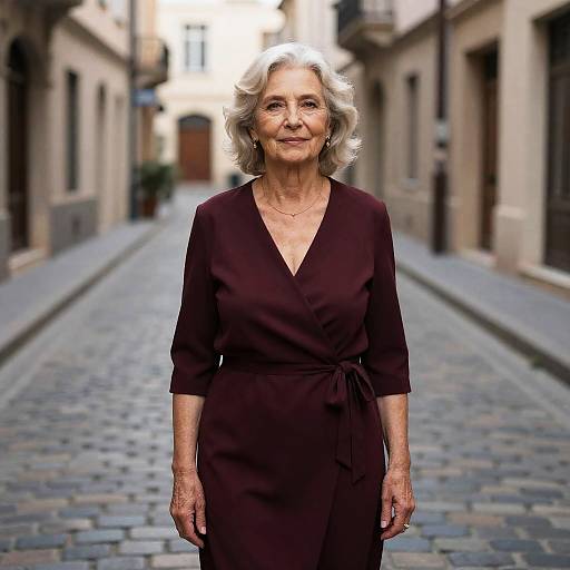 Elderly Woman in European Alley