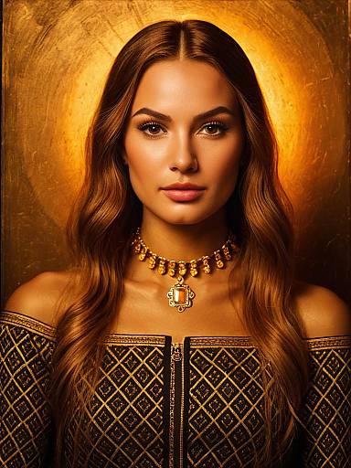Portrait of Woman with Gold Choker Necklace