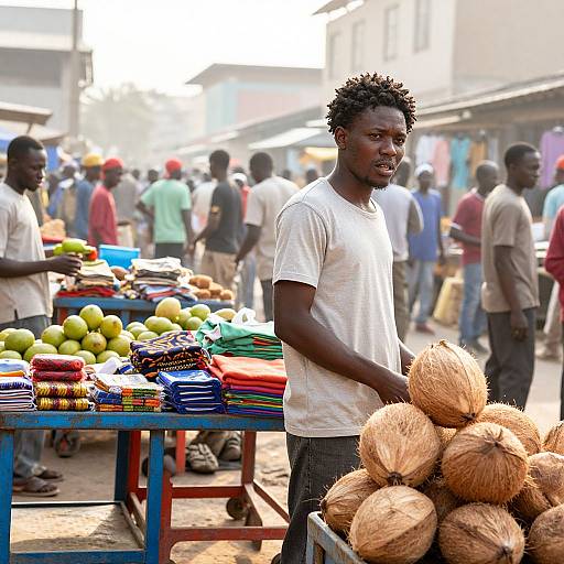 Lively African Market Street Scene