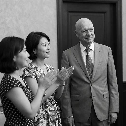 Vintage Black-and-White Portrait of Three